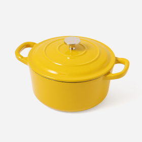 RJ Legend 1.4 Liter Mustard Yellow Cast Iron Pot, Enameled Pot with Handles