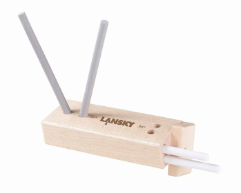 Lansky 4-Rod Turn Box Hardwood Ceramic Knife Sharpener Medium & Fine Grit